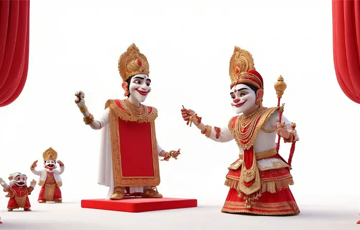 Traditional Indian Yakshagana 3D Character Illustration